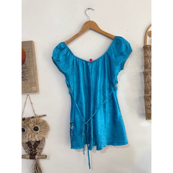 Y2K Blue Fairy Peasant Top - Picture 9 of 10